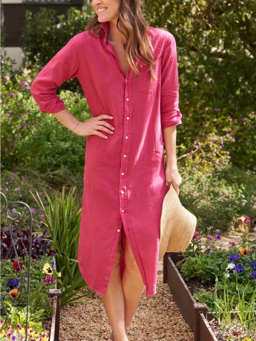 Frank & Eileen Rory Button-Up Shirt Dress 100% Linen